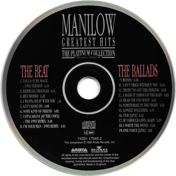 Barry Manilow : Greatest Hits - The Platinum Collection (CD, Comp, RP)