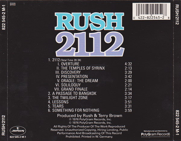 Rush : 2112 (CD, Album, RE, PDO)