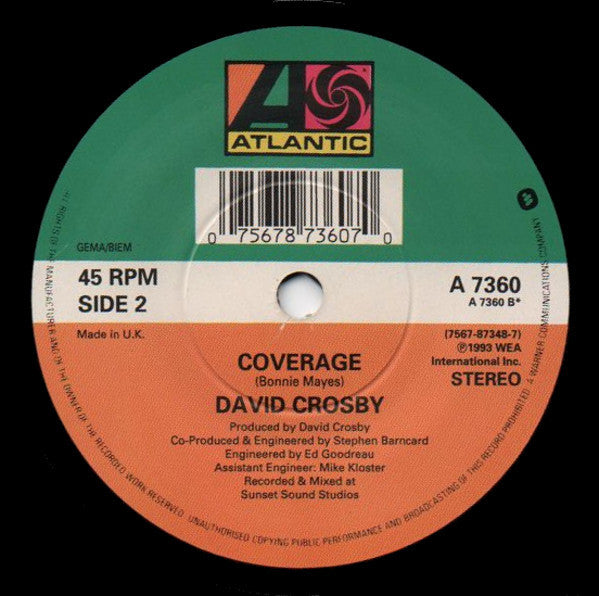 David Crosby Featuring Phil Collins : Hero (7")