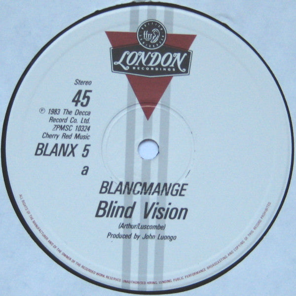 Blancmange : Blind Vision (12", Single)