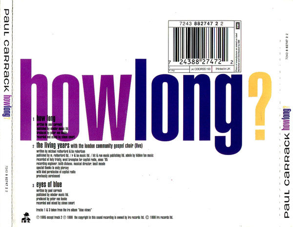Paul Carrack : How Long? (CD, Single, CD1)
