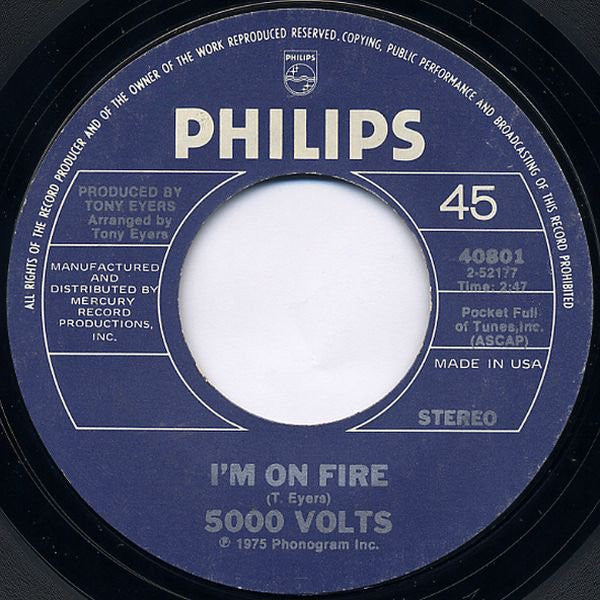 5000 Volts : I'm On Fire (7", Styrene, Ter)