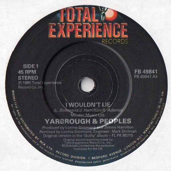 Yarbrough & Peoples : I Wouldn't Lie (7", Single)