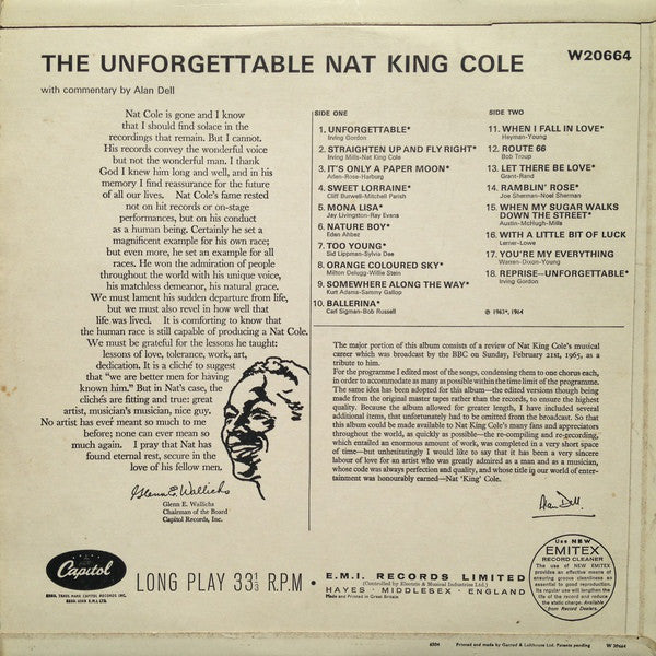 Nat King Cole : The Unforgettable Nat King Cole (LP, Comp)