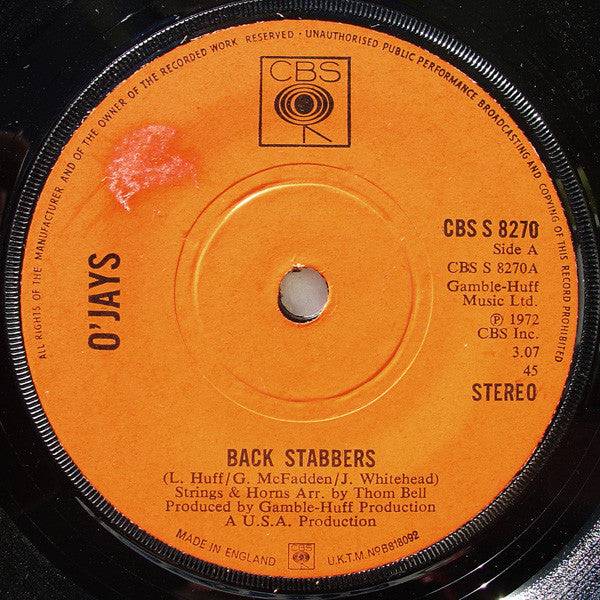 The O'Jays : Back Stabbers (7")