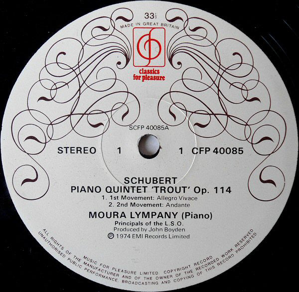 Schubert*, Moura Lympany* And Principals Of The London Symphony Orchestra* : 'Trout' Quintet (LP, Album)