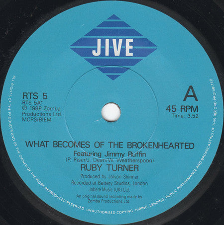 Ruby Turner Featuring Jimmy Ruffin : What Becomes Of The Brokenhearted (7", Single)