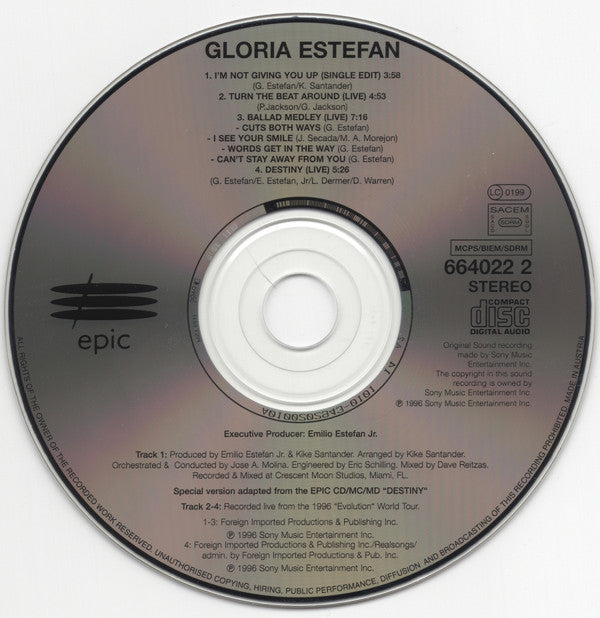 Gloria Estefan : I'm Not Giving You Up (CD, Single)