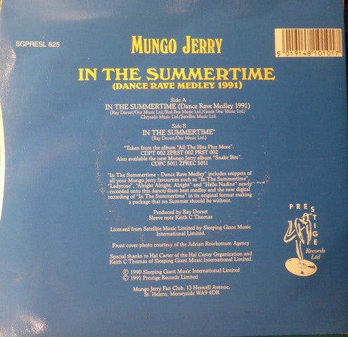 Mungo Jerry : In The Summertime (7", Single)