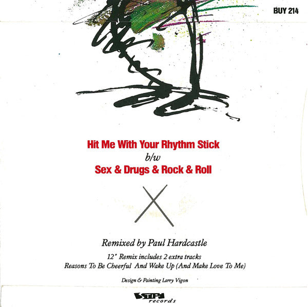 Ian Dury And The Blockheads : Hit Me With Your Rhythm Stick (Paul Hardcastle Remixes) (7", Single)