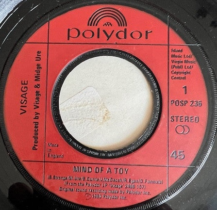 Visage : Mind Of A Toy (7", Single, Jukebox, Dar)
