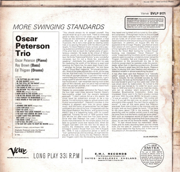 Oscar Peterson : More Swinging Standards (LP, Comp)