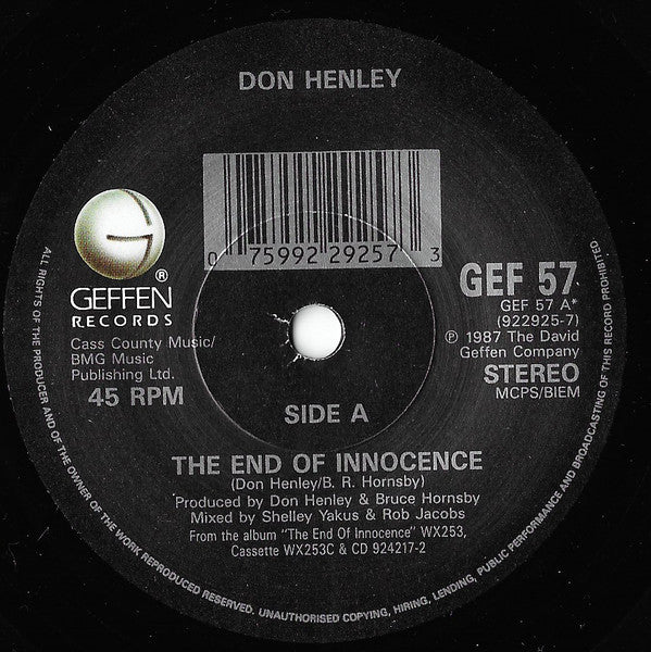 Don Henley : The End Of The Innocence (7", Single)