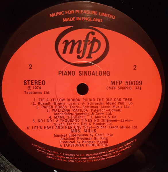 Mrs. Mills : Piano Singalong (LP, Album)