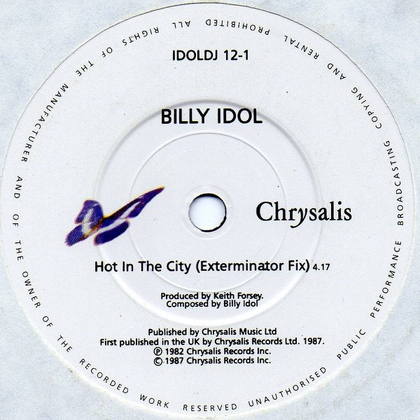 Billy Idol : Hot In The City (7", Single, Promo)