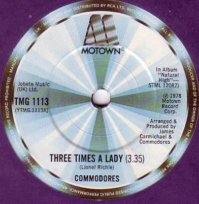 Commodores : Three Times A Lady (7", RP, Sol)