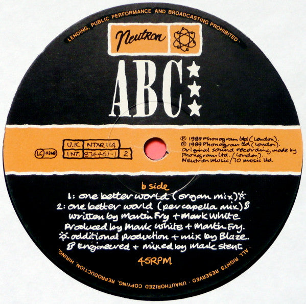 ABC : One Better World (Pickering Park Mix) (12")