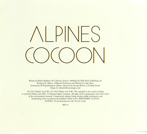 Alpines : Cocoon (CD, Single, Promo)
