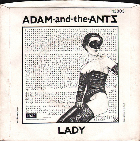 Adam And The Ants : Young Parisians (7", Single, Blu)