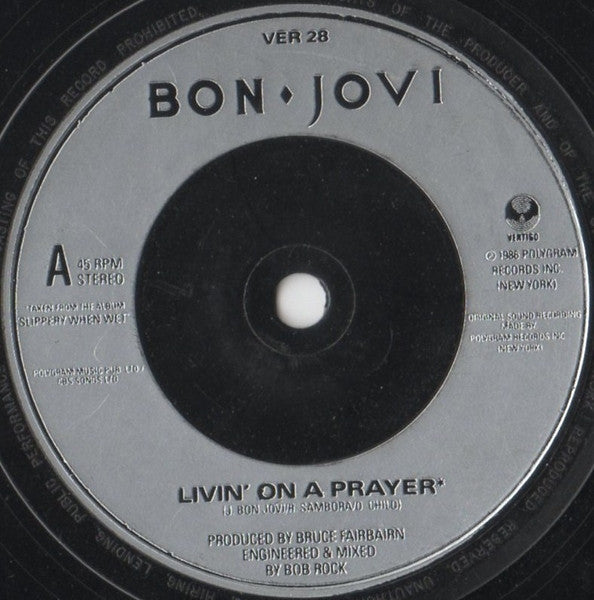 Bon Jovi : Livin' On A Prayer (7", Single, Sil)