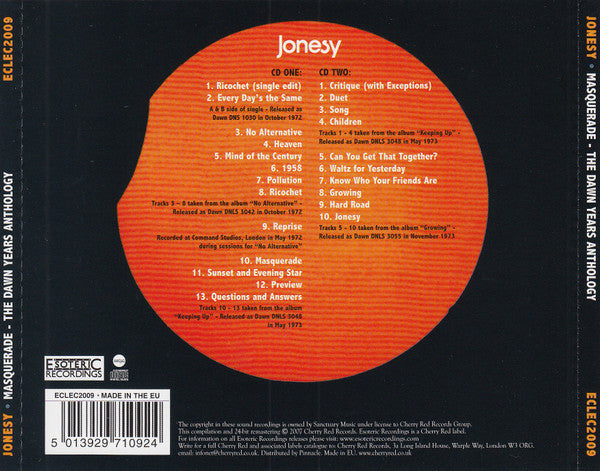 Jonesy (2) : Masquerade - The Dawn Years Anthology (2xCD, Album, Comp, RM)