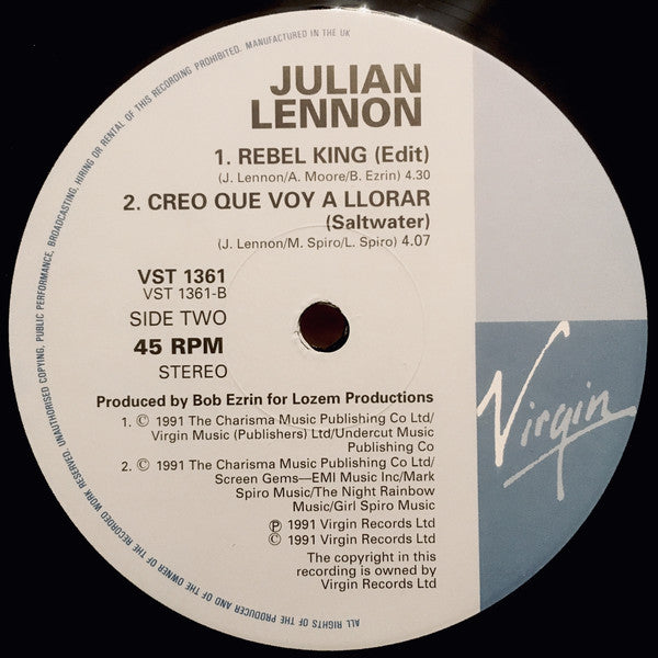 Julian Lennon : Saltwater (12", Single)
