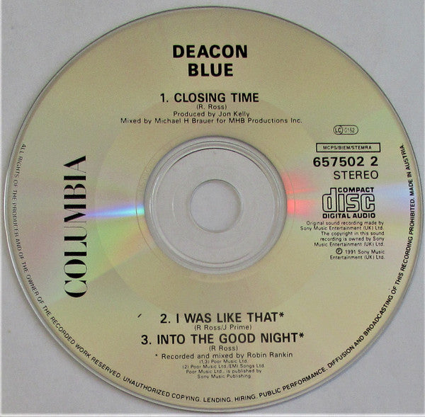 Deacon Blue : Closing Time (CD, Single)