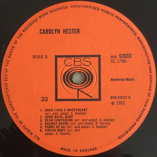 Carolyn Hester : Carolyn Hester (LP, Album, Mono)