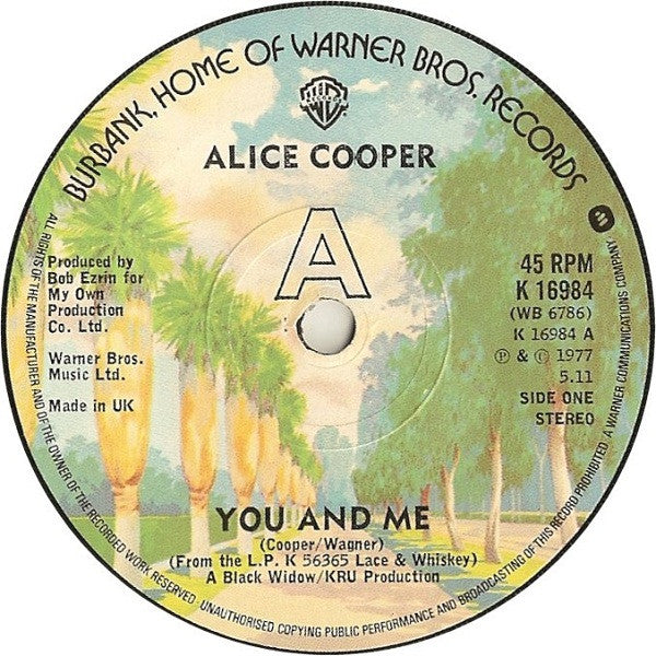 Alice Cooper (2) : You And Me (7", Single)