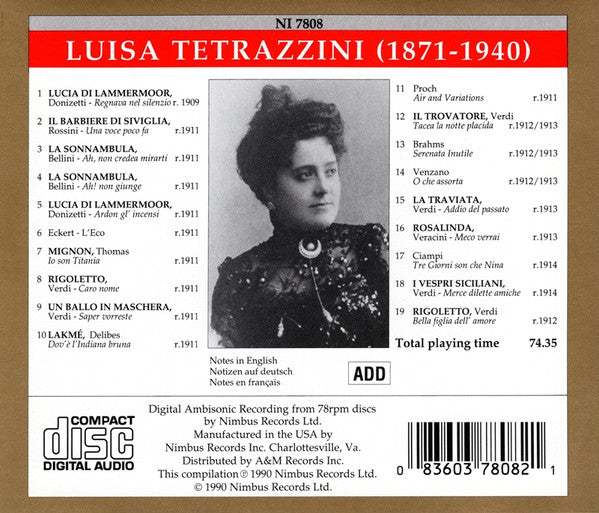 Luisa Tetrazzini : Tetrazzini (CD, Comp, Amb)