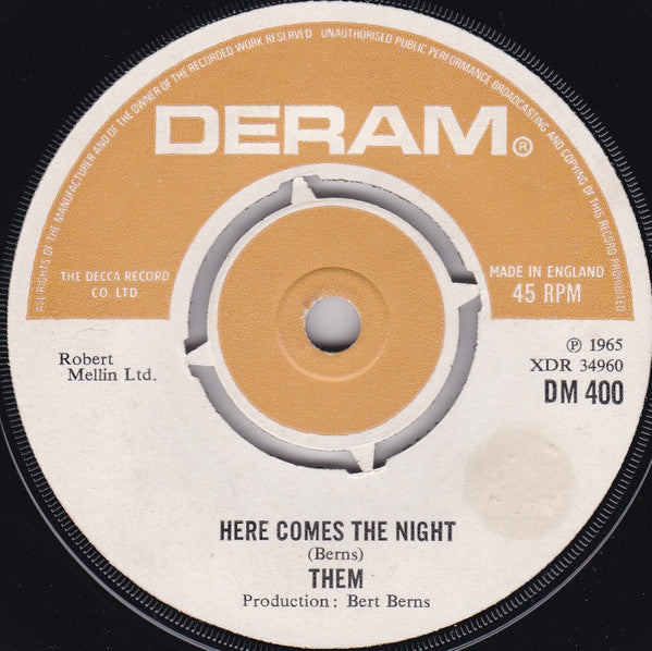 Them (3) : Here Comes The Night (7", Single, RE)