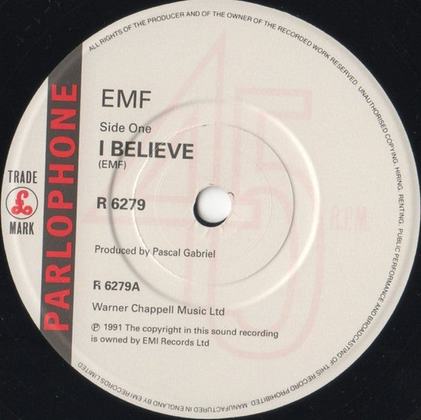 EMF : I Believe (7", Single, Pap)