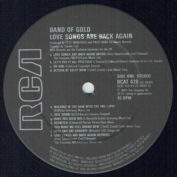 Band Of Gold : Love Songs Are Back Again (12", Single)