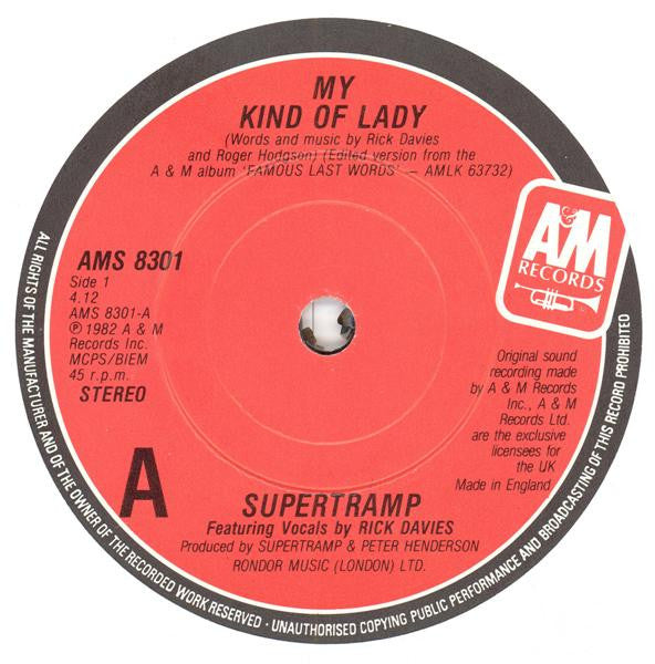 Supertramp : My Kind Of Lady (7", Single)