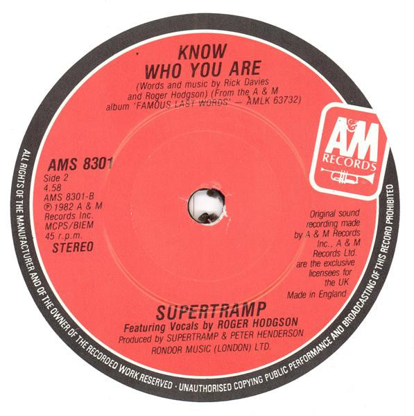 Supertramp : My Kind Of Lady (7", Single)