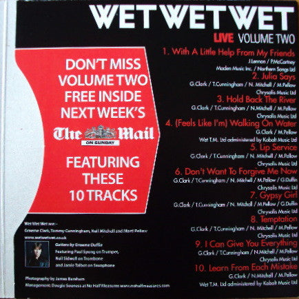 Wet Wet Wet : Live Volume One (CD, Comp, Promo)