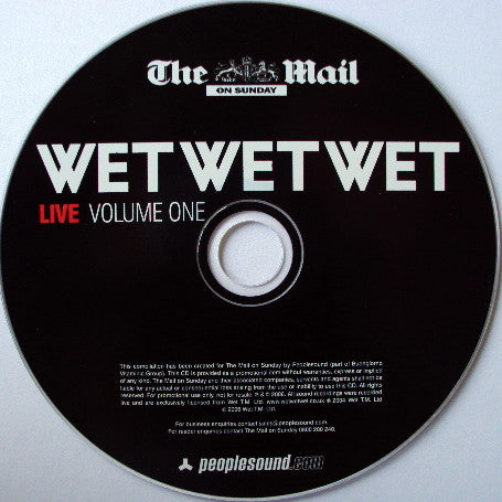 Wet Wet Wet : Live Volume One (CD, Comp, Promo)