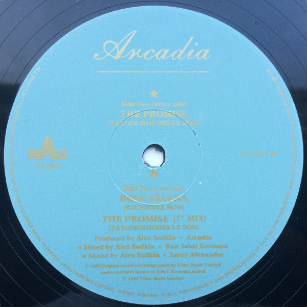 Arcadia (3) : The Promise (Extended Remix) (12", Single, Gol)