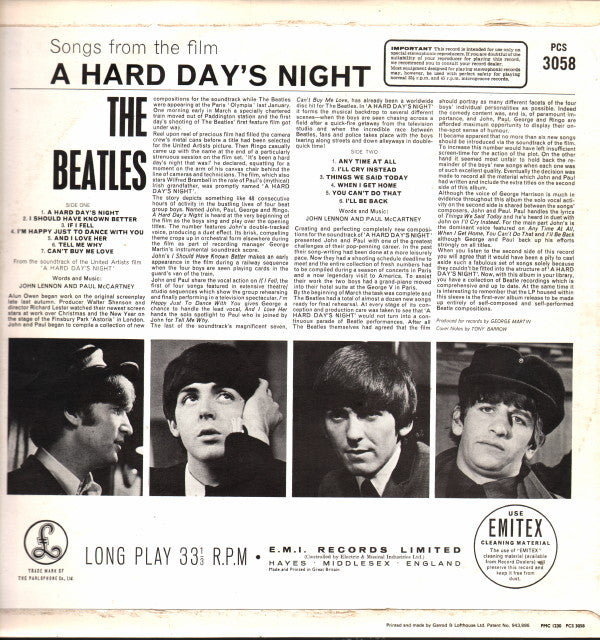 The Beatles : A Hard Day's Night (LP, Album, RE)