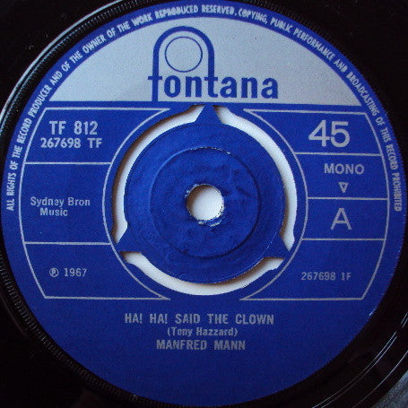 Manfred Mann : Ha! Ha! Said The Clown (7", Single, Mono, 3-P)