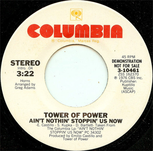 Tower Of Power : Ain't Nothin' Stoppin' Us Now (7", Promo)