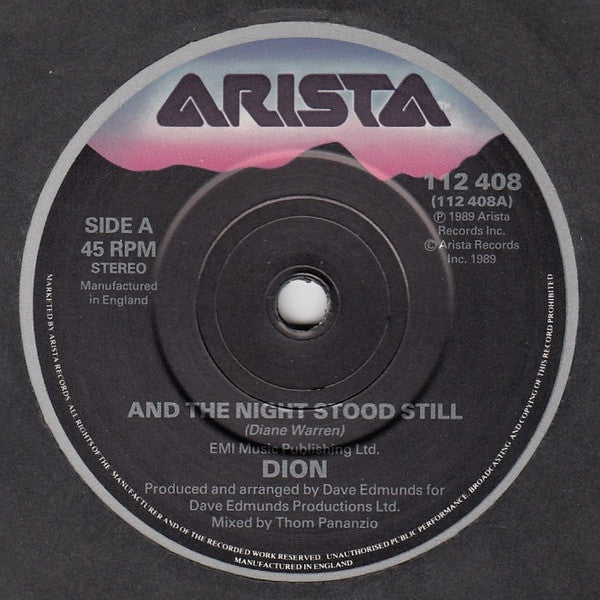 Dion (3) : And The Night Stood Still (7", Single)