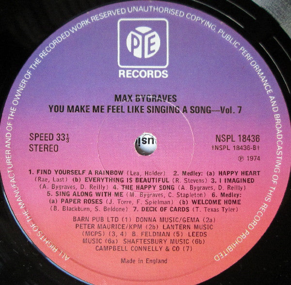 Max Bygraves : You Make Me Feel Like Singing A Song (LP)