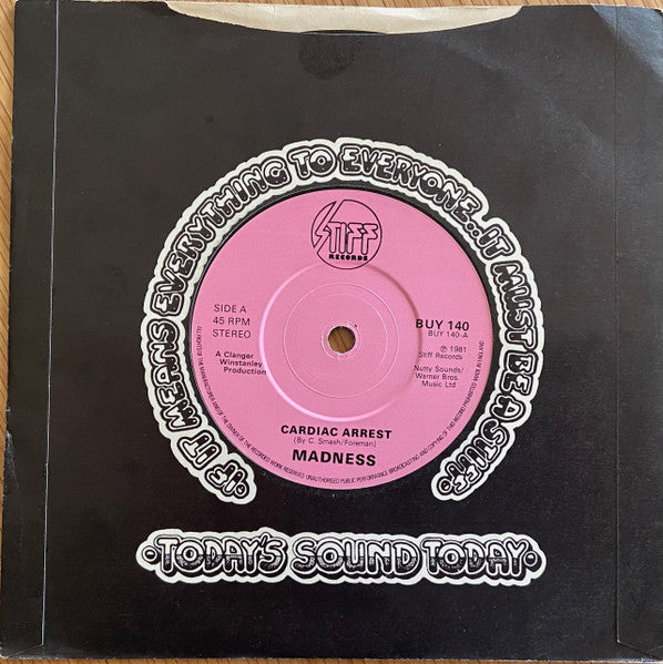 Madness : Cardiac Arrest (7", Single, Pin)