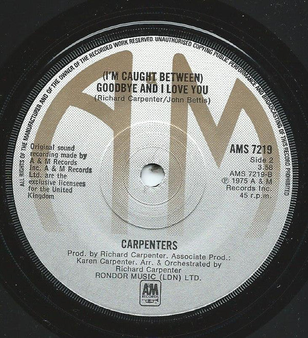 Carpenters : There's A Kind Of Hush (All Over The World) (7", Single)