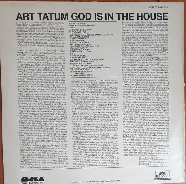 Art Tatum : God Is In The House (LP, Album, Mono)