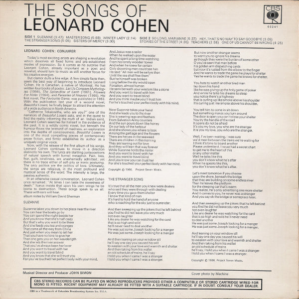 Leonard Cohen : Songs Of Leonard Cohen (LP, Album, RE, RP)