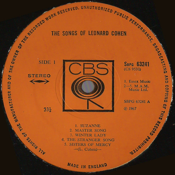 Leonard Cohen : Songs Of Leonard Cohen (LP, Album, RE, RP)