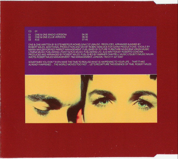 Robert Miles Featuring Maria Nayler : One & One (CD, Single, CD1)