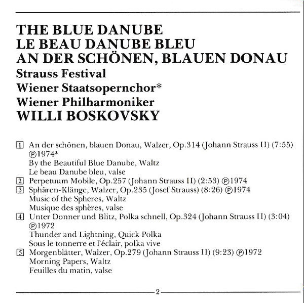 Wiener Philharmoniker ,  Willi Boskovsky : Blue Danube • Strauss Festival (CD, Comp)